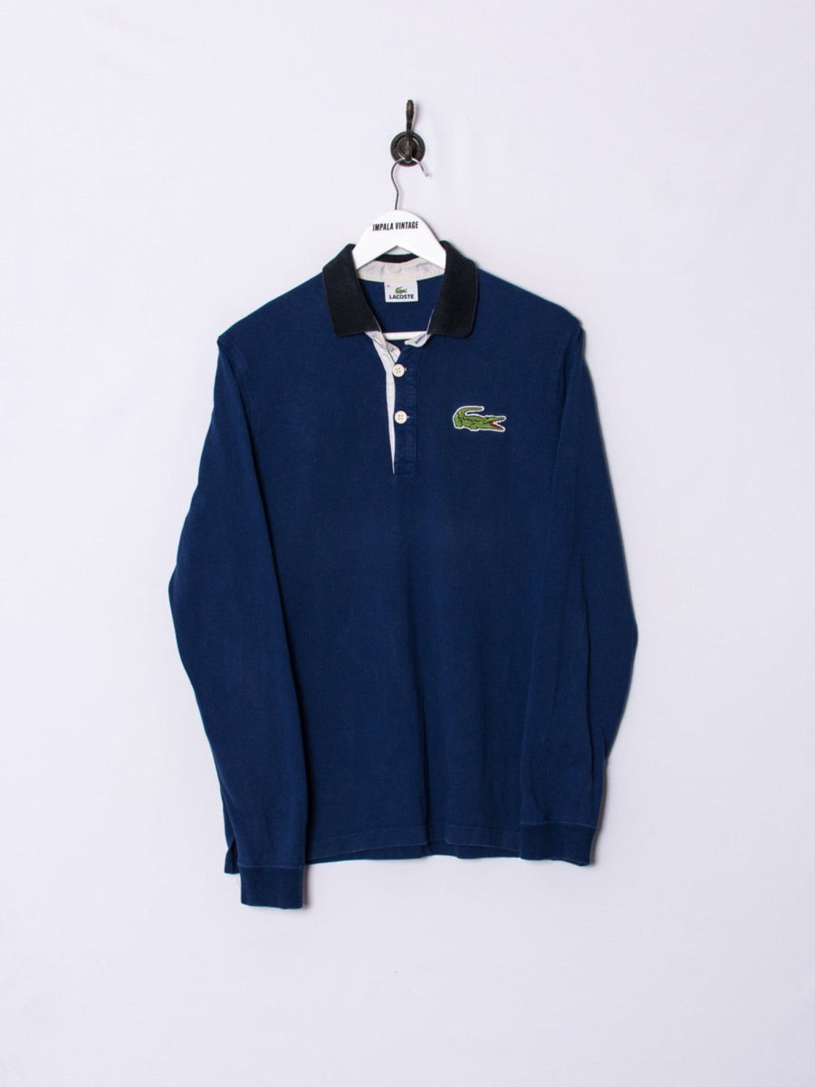 Impalavintage Lacoste Navy Blue Long Sleeves Poloshirt Clearance