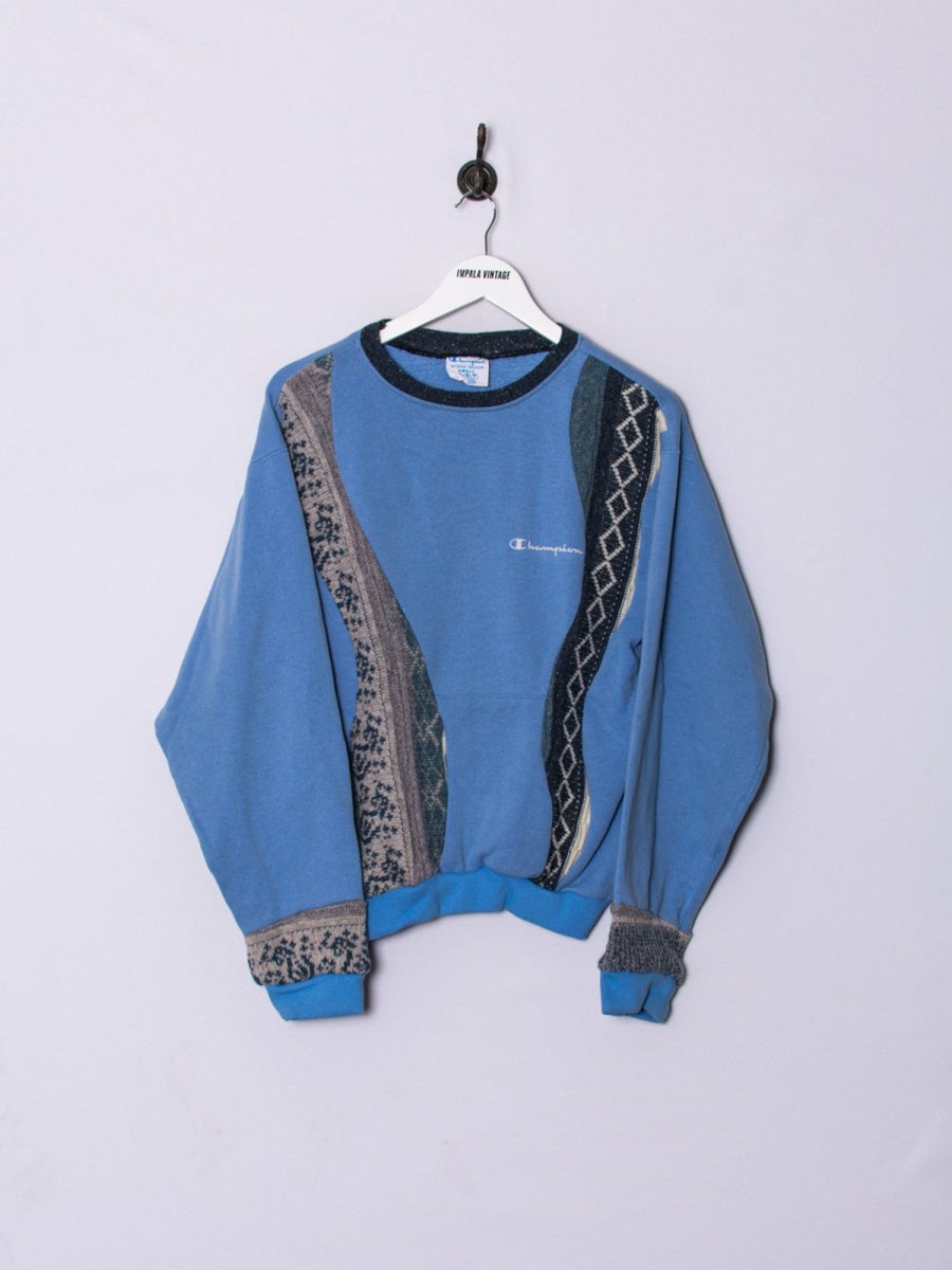 Impalavintage Champion Blue Rework Sweatshirt Wholesale