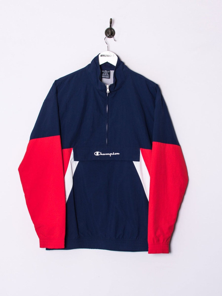 Impalavintage Champion Blue & Red Middled Zipper Light Jacket Online