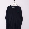 Impalavintage Polo Ralph Lauren Navy Blue Slim Sweater Hot