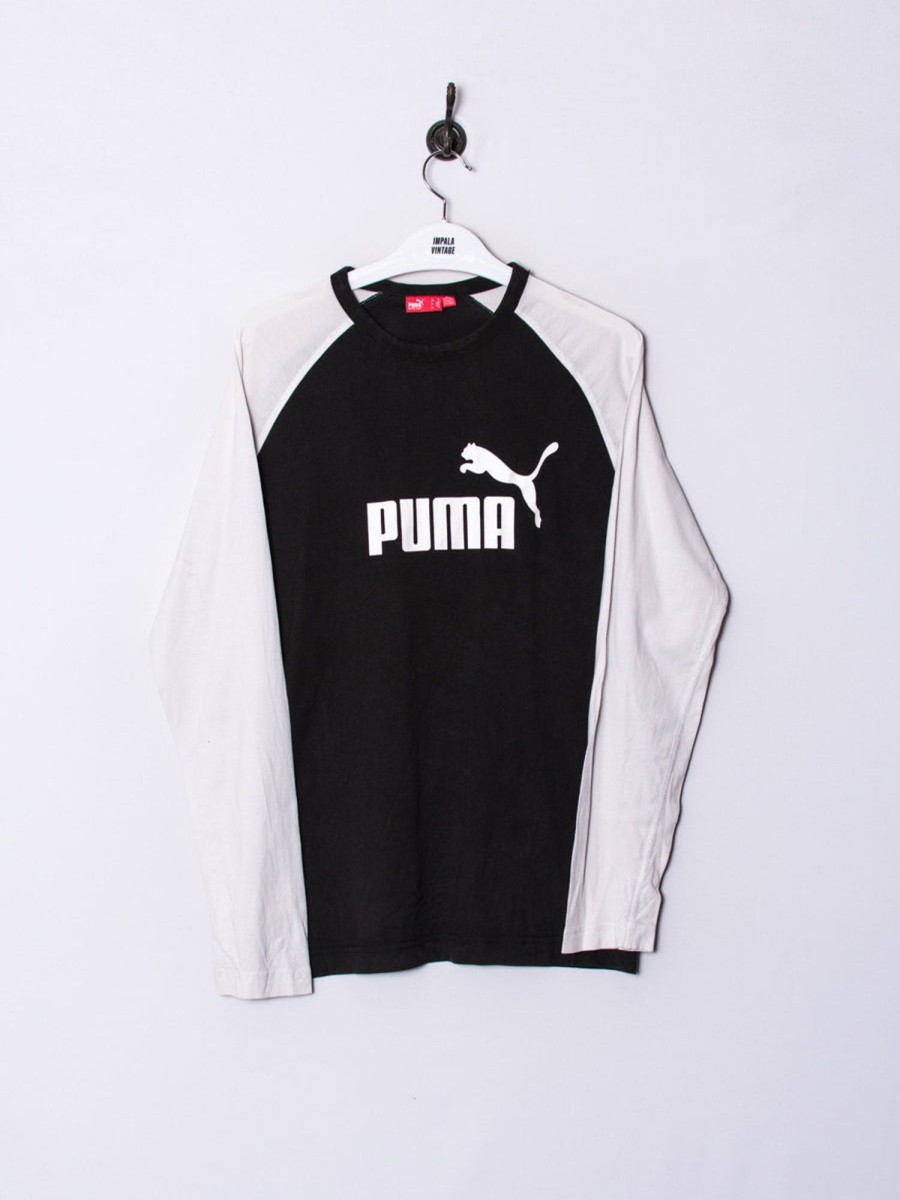 Impalavintage Puma Black & White Long Sleeves Tee New