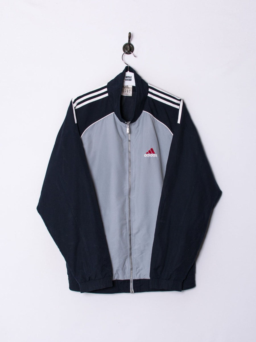 Impalavintage Adidas Grey & Blue Track Jacket Hot