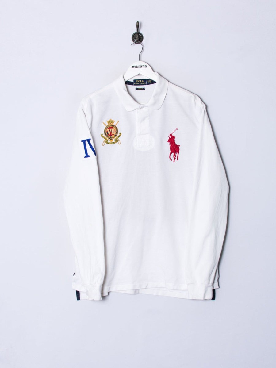 Impalavintage Polo Ralph Lauren White Long Sleeves Poloshirt Clearance