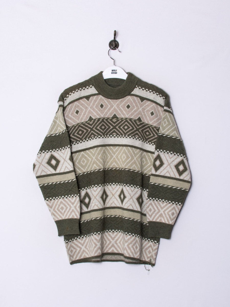 Impalavintage Green Stripes Sweater Clearance