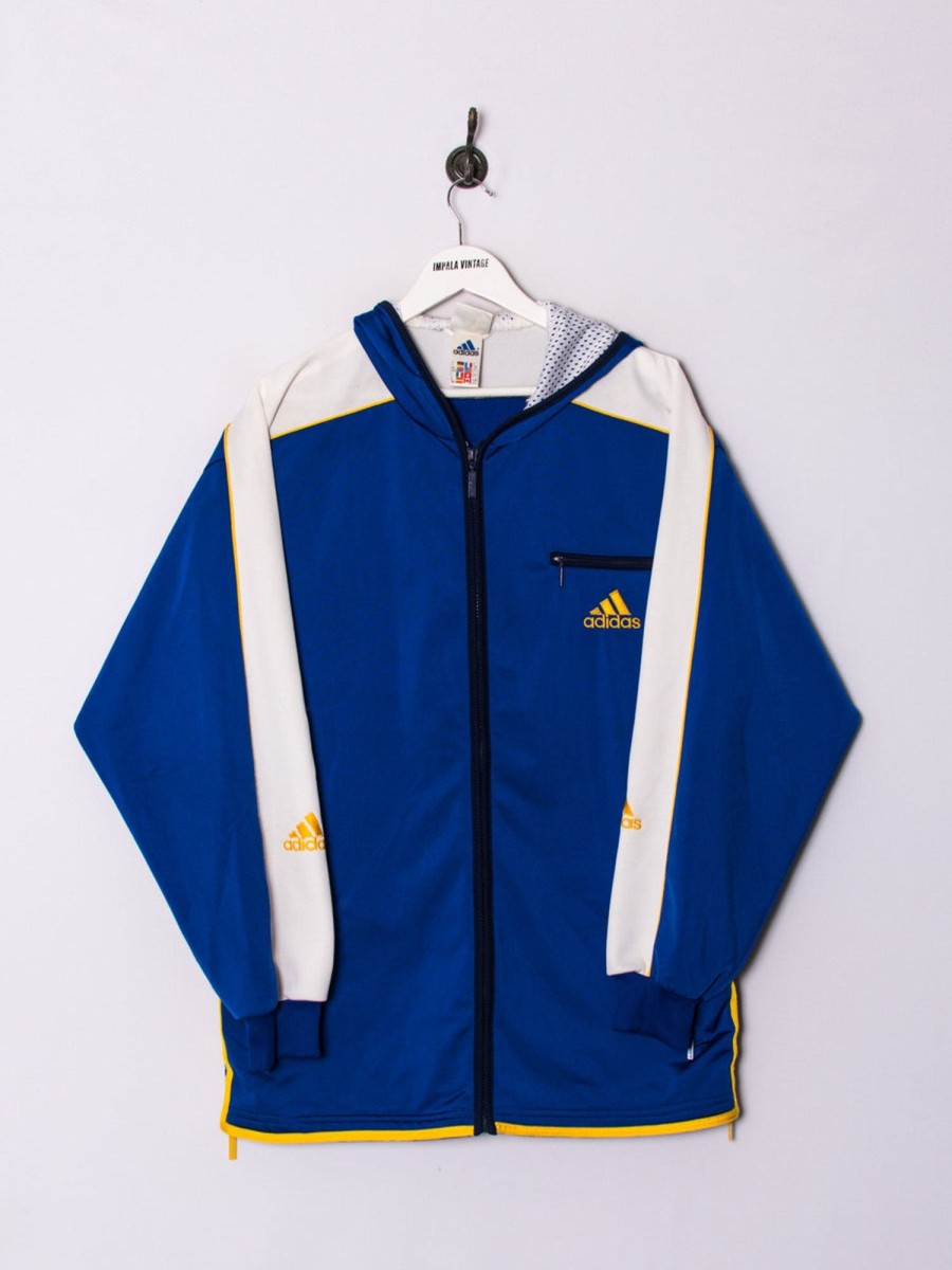 Impalavintage Adidas Blue Hooded Track Jacket Online