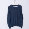 Impalavintage Gant Navy Blue V-Neck Fine Sweater Online