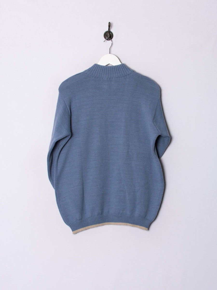 Impalavintage Yves Saint Laurent Light Blue 1/3 Zipper Sweater Best