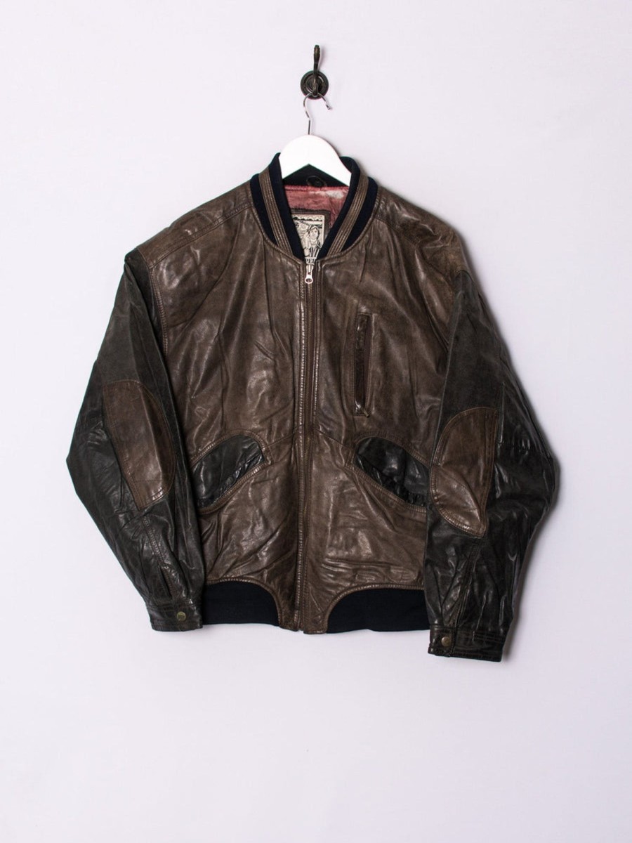 Impalavintage Trapper Leather Bomber Jacket Clearance