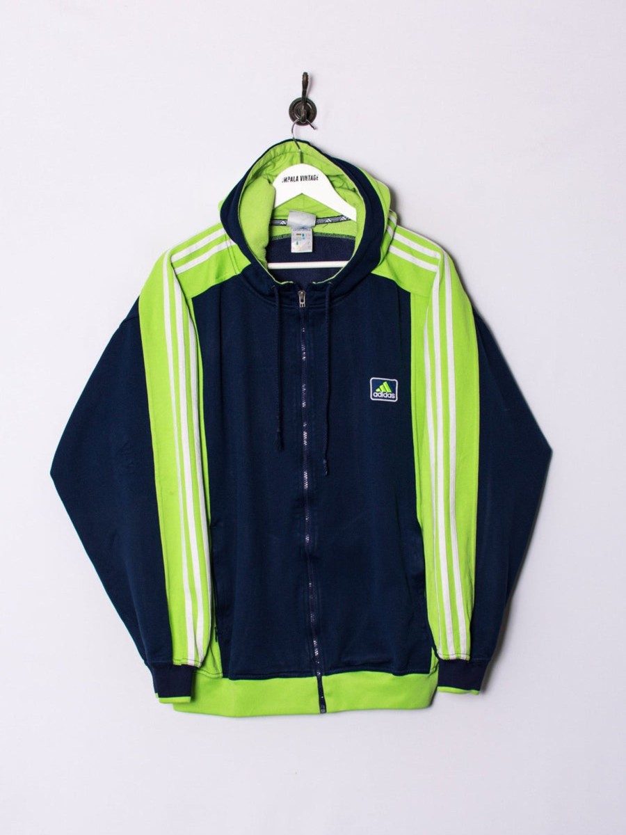 Impalavintage Adidas Green & Blue Zipper Hoodie New