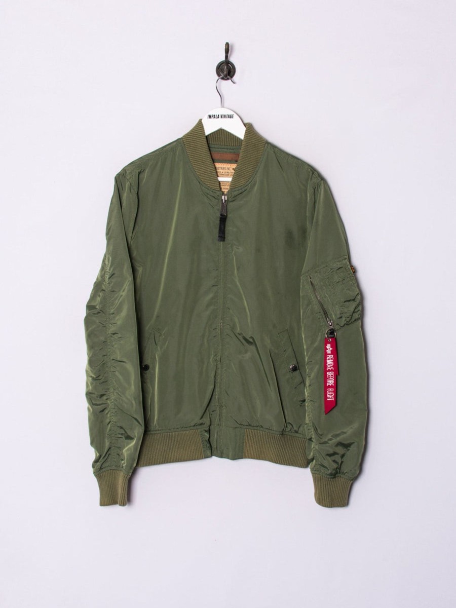 Impalavintage Alpha Industries Green Bomber Jacket Wholesale