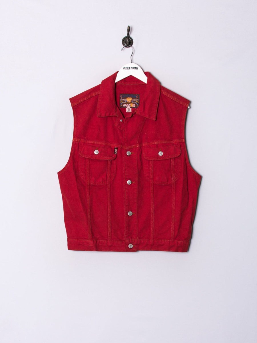 Impalavintage Mackee Red Denim Vest Hot