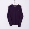 Impalavintage Tommy Hilfiger Purple V-Neck Sweater Wholesale