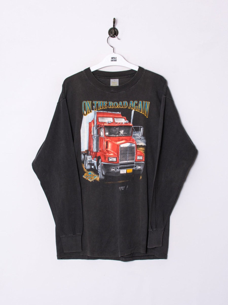 Impalavintage 3D On The Road Cotton Long Sleeves Tee Hot