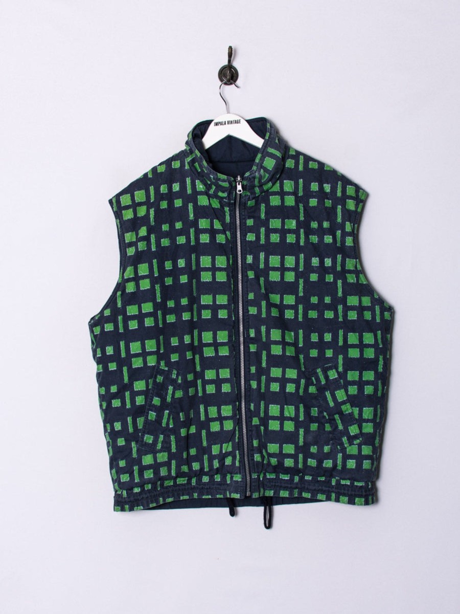 Impalavintage Green & Blue Reversible Vest Jacket Wholesale