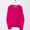 Impalavintage Tommy Hilfiger Pink V-Neck Sweater New