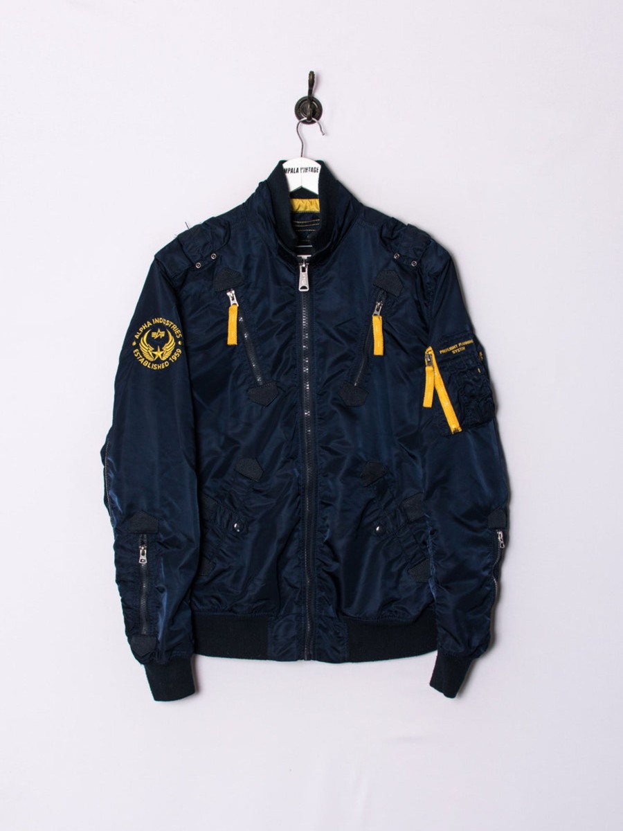 Impalavintage Alpha Industries Navy Blue Bomber Jacket Hot