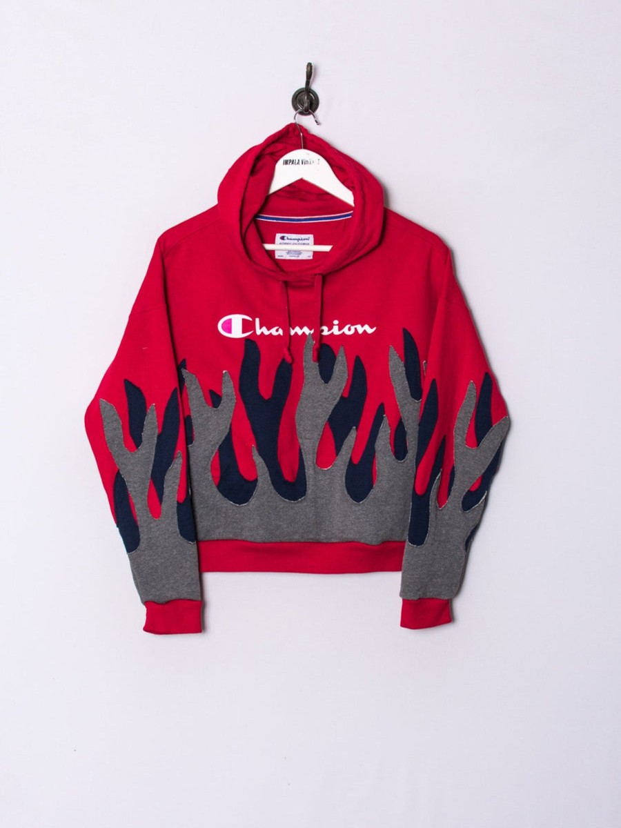 Impalavintage Champion Red Rework Hoodie Clearance