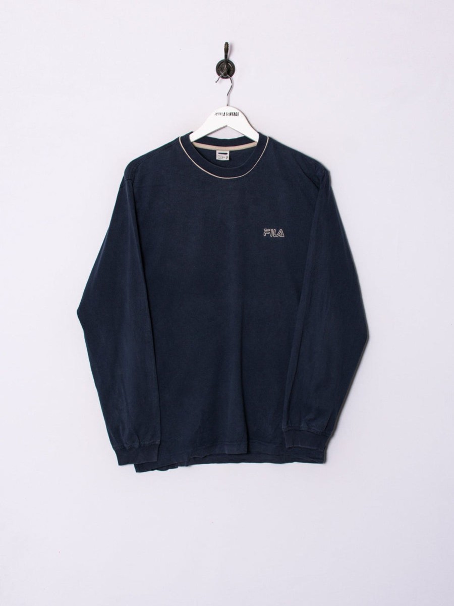 Impalavintage Fila Navy Blue Navy Blue Long Sleeve Tee Best