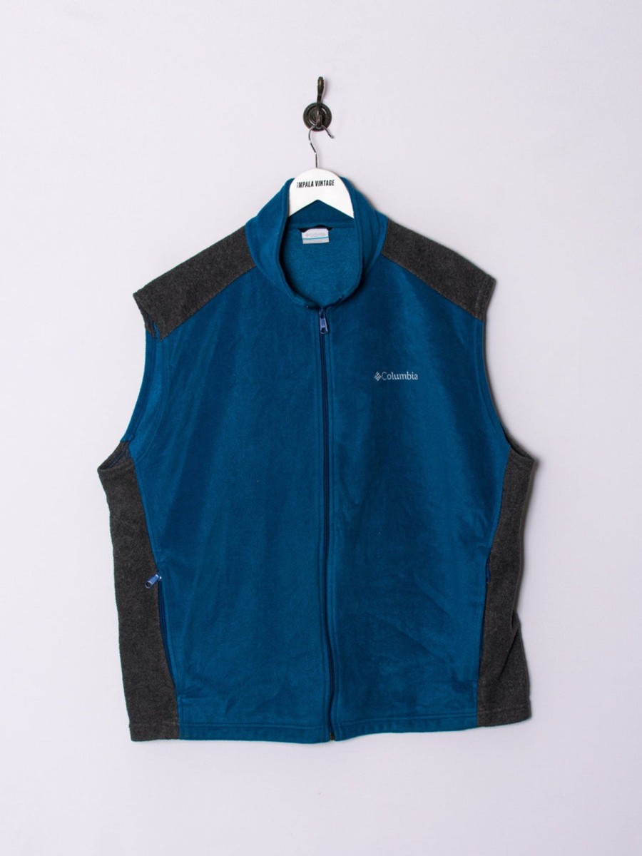 Impalavintage Columbia Blue Fleeced Vest Wholesale