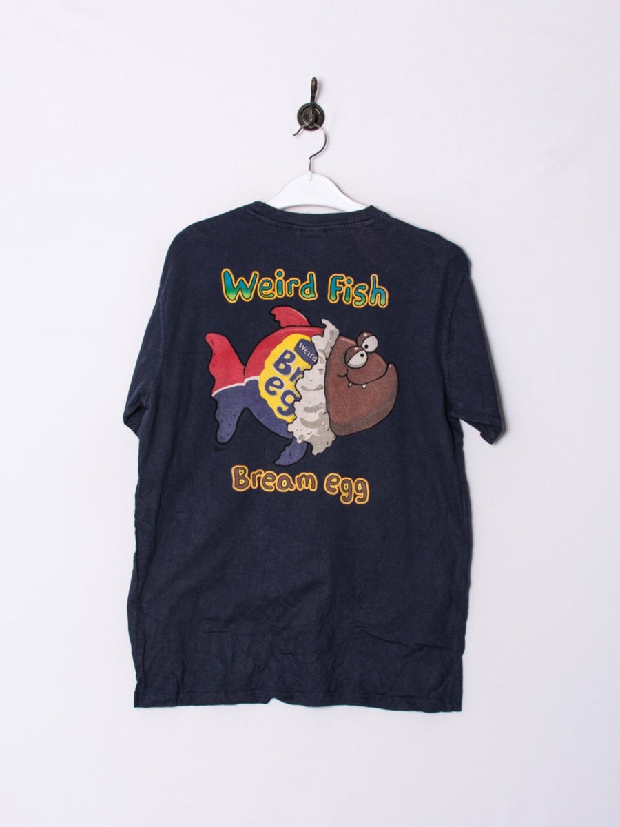 Impalavintage Wirol Fish Navy Blue Cotton Tee Wholesale