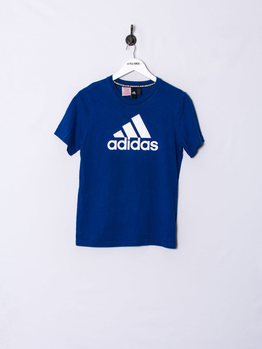 Impalavintage Adidas Blue Cotton Tee Wholesale