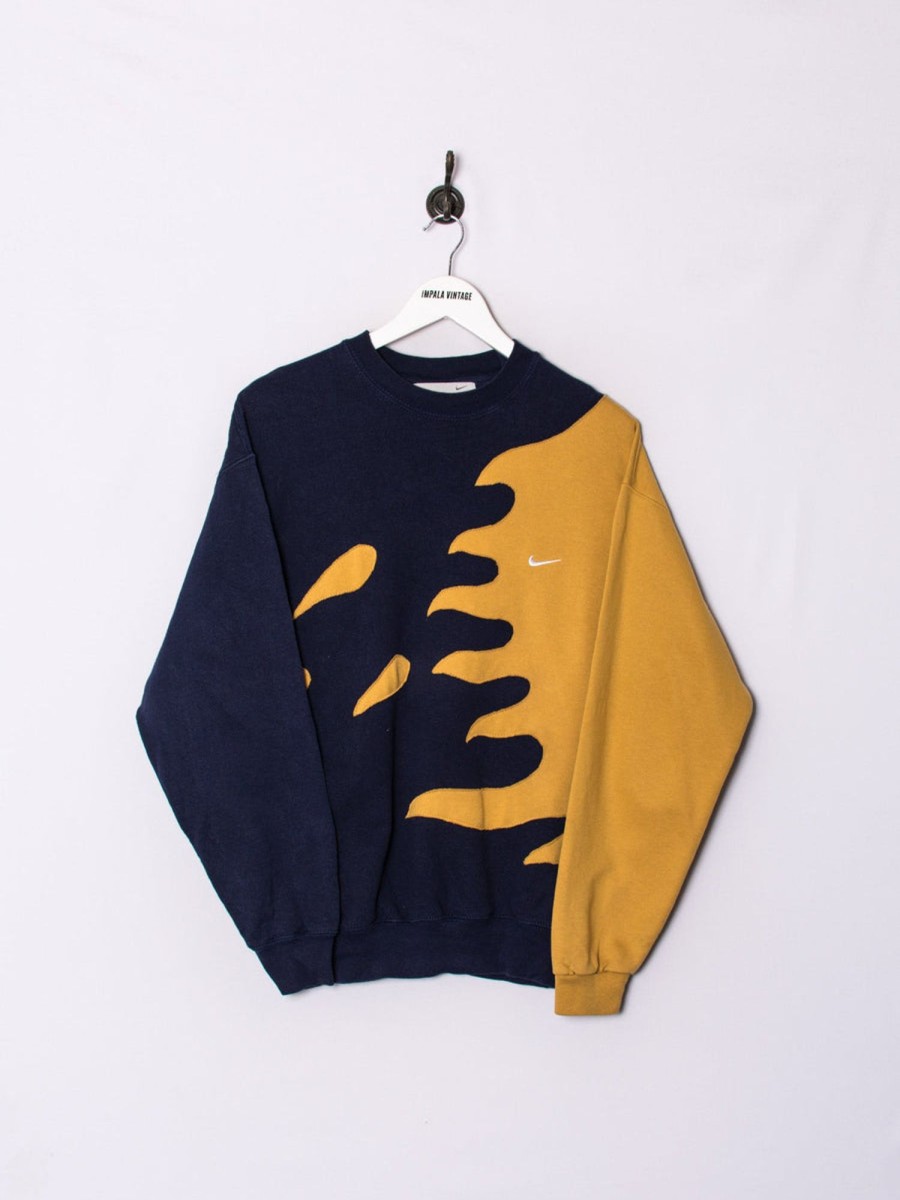 Impalavintage Nike Blue & Gold Ii Rework Sweatshirt Hot