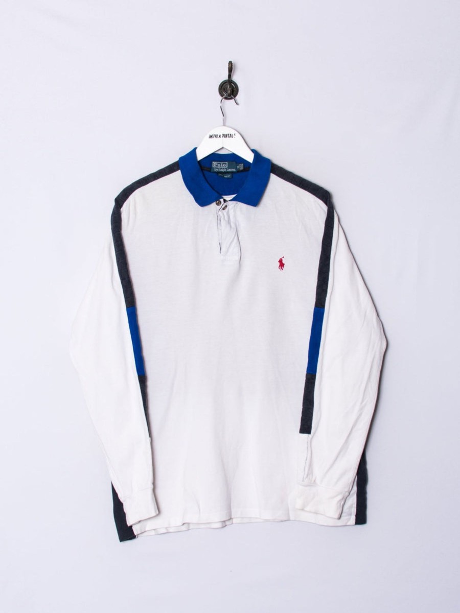 Impalavintage Polo Ralph Lauren White Long Sleeves Poloshirt Clearance