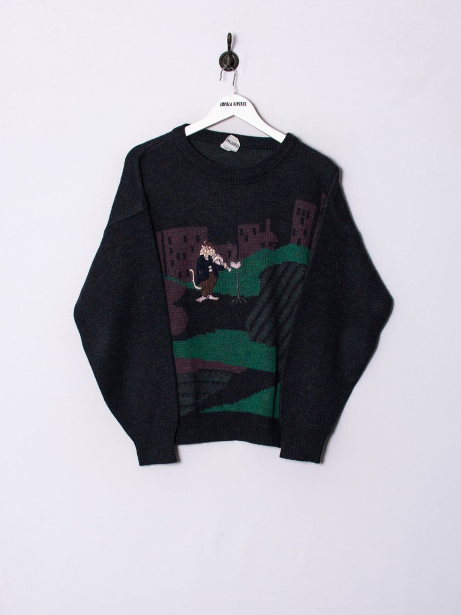 Impalavintage Music Cat Sweater Clearance